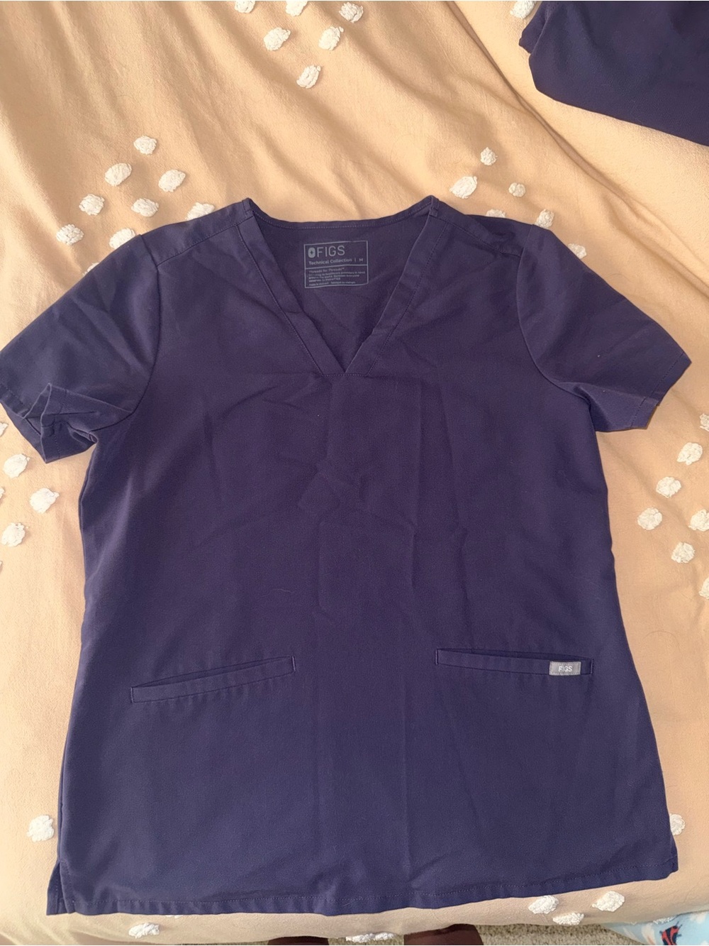 FIGS Women's Navy V-Neck Short Sleeve Scrub Top dark purple - Medium